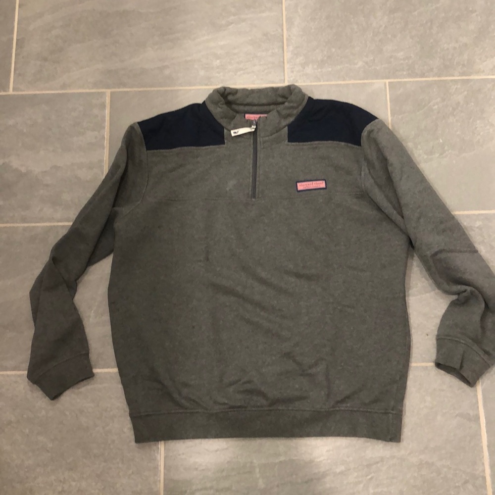 Grey Vineyard Vines 1/4 zip Shep shirt quilted